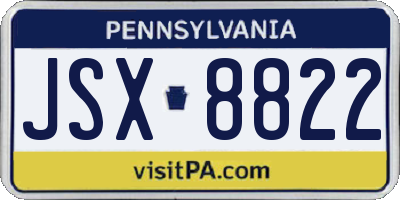 PA license plate JSX8822