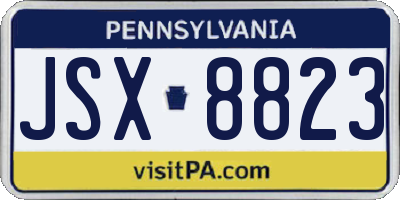 PA license plate JSX8823