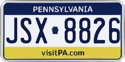 PA license plate JSX8826