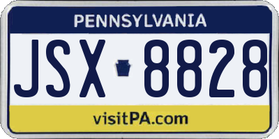 PA license plate JSX8828