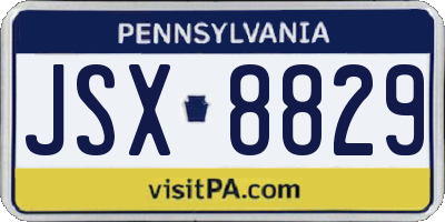 PA license plate JSX8829