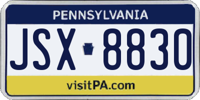 PA license plate JSX8830