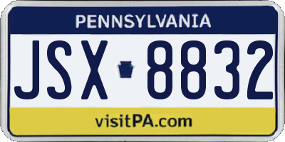 PA license plate JSX8832