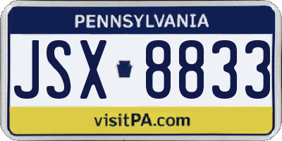 PA license plate JSX8833