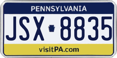 PA license plate JSX8835