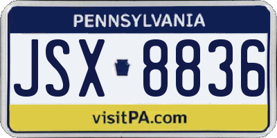 PA license plate JSX8836
