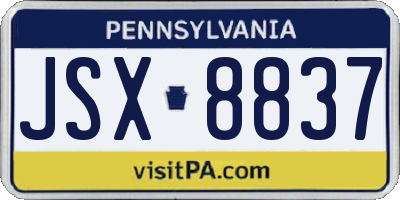 PA license plate JSX8837
