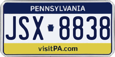 PA license plate JSX8838