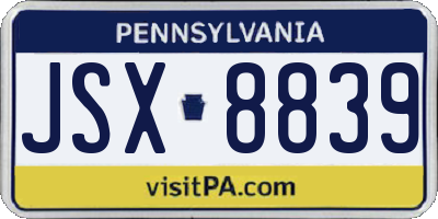 PA license plate JSX8839