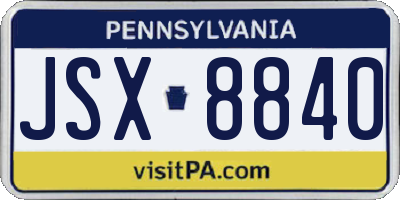 PA license plate JSX8840