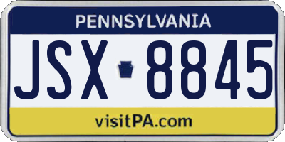 PA license plate JSX8845