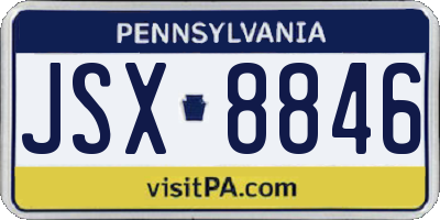 PA license plate JSX8846