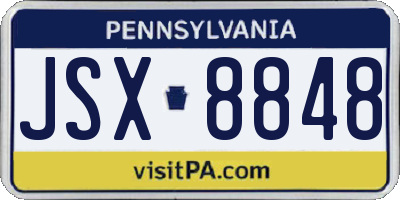 PA license plate JSX8848