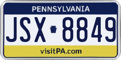PA license plate JSX8849