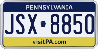 PA license plate JSX8850