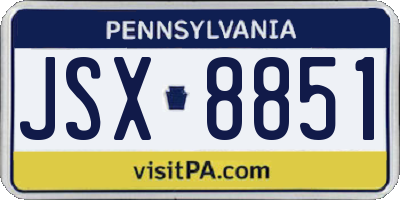 PA license plate JSX8851