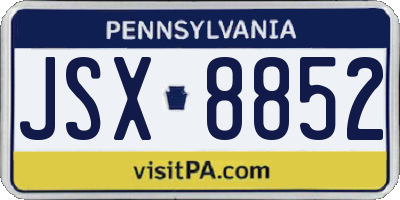 PA license plate JSX8852