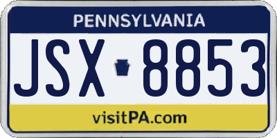 PA license plate JSX8853