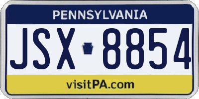 PA license plate JSX8854