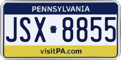 PA license plate JSX8855