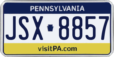 PA license plate JSX8857