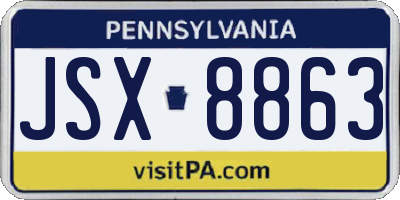 PA license plate JSX8863