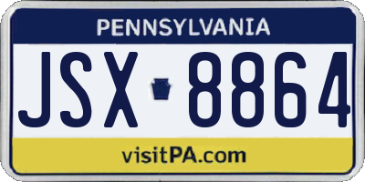 PA license plate JSX8864