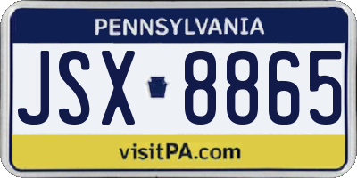 PA license plate JSX8865