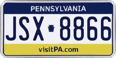PA license plate JSX8866