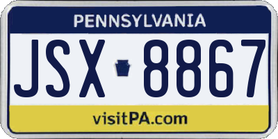 PA license plate JSX8867