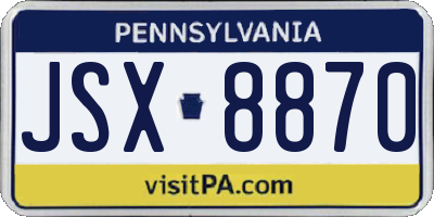 PA license plate JSX8870