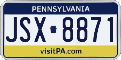 PA license plate JSX8871