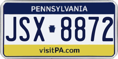 PA license plate JSX8872