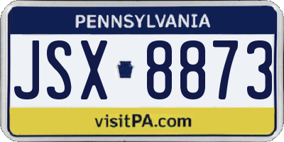 PA license plate JSX8873