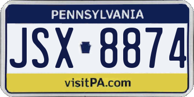 PA license plate JSX8874