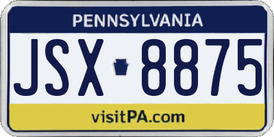 PA license plate JSX8875