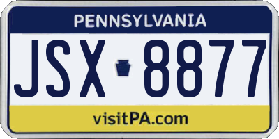 PA license plate JSX8877