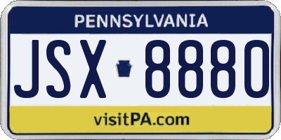PA license plate JSX8880