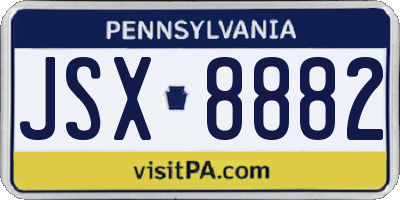 PA license plate JSX8882