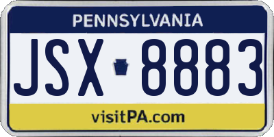 PA license plate JSX8883
