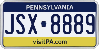 PA license plate JSX8889