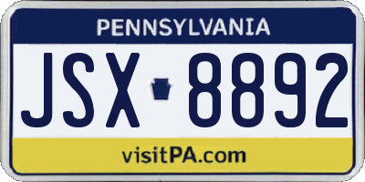 PA license plate JSX8892