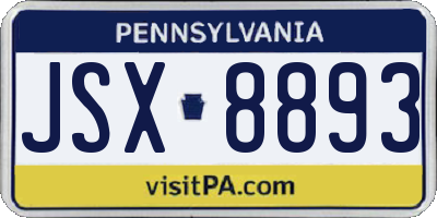 PA license plate JSX8893
