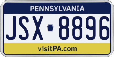 PA license plate JSX8896