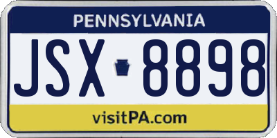 PA license plate JSX8898