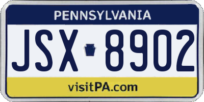PA license plate JSX8902