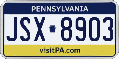 PA license plate JSX8903