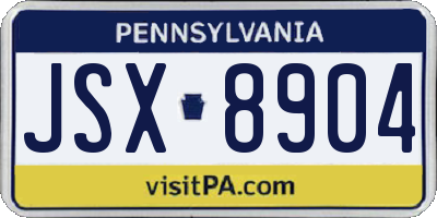 PA license plate JSX8904