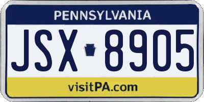 PA license plate JSX8905