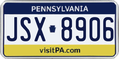 PA license plate JSX8906